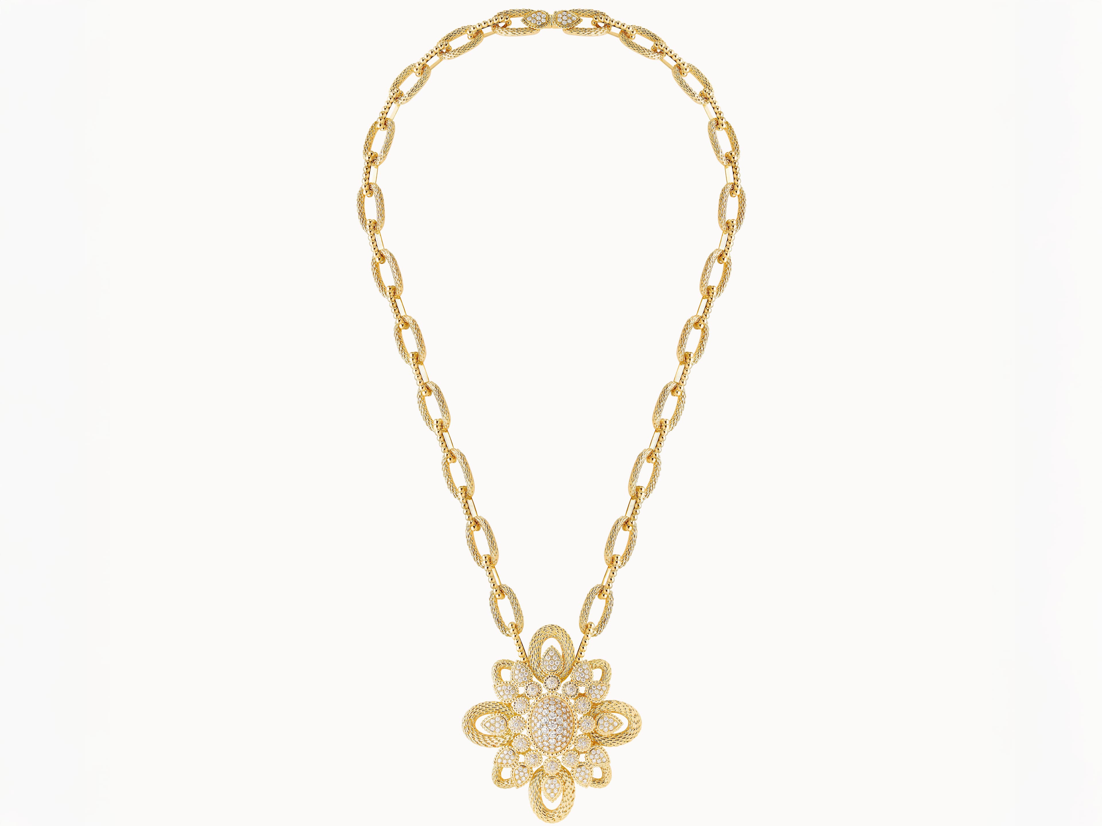 Гауһар таспен әрленген, сары алтыннан жасалған винтаждық Serpent Bohème алқасы